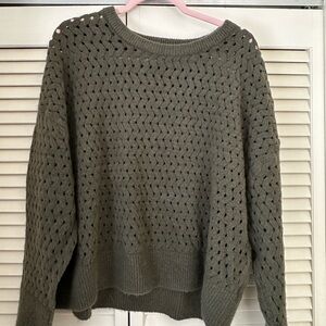 Express Dark Olive Women's Crew Neck Sweater